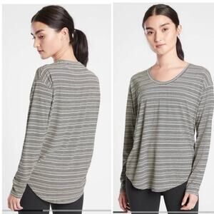 Athleta Cloudlight Stratus Striped Top Whisper Stripe Black/ White Size Small